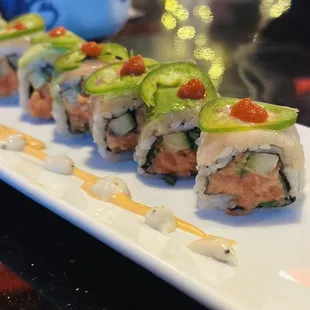 a plate of sushi on a table