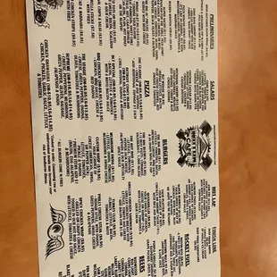 a menu on a table