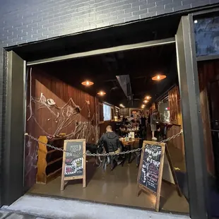 the entrance to the restaurant