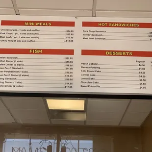 menu and prices