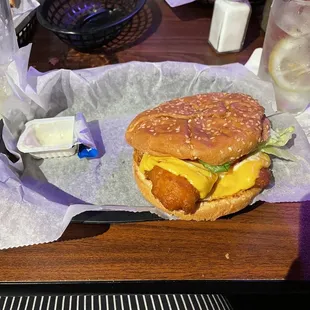 Fish sandwich with American cheese