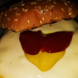 a cheeseburger on a bun