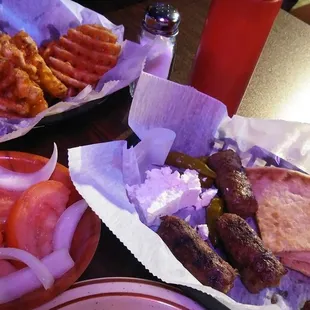 Chibapi and waffle fries.