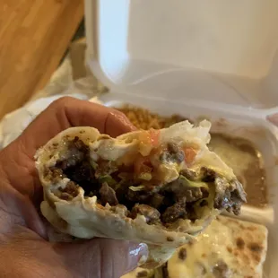 Cutaway view of Beef Burrito
