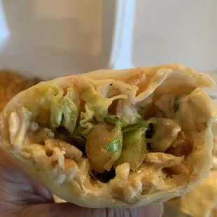 Cutaway view of Chicken Burrito