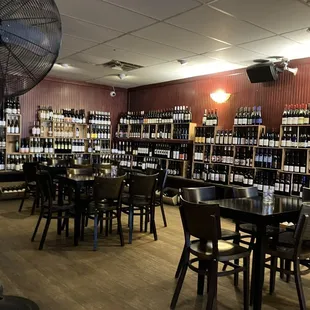 the interior of a wine shop