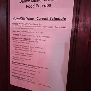 Schedule as of Nov 2024