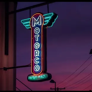 neon sign for motorco music hall