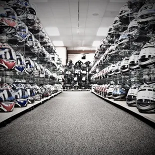One of many rows of helmets!