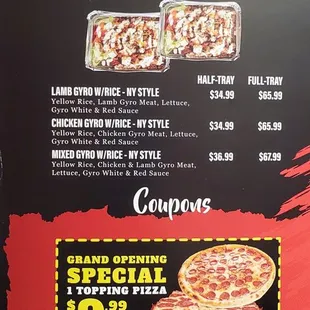 the menu for the restaurant