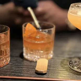 Drinks including their house special old-fashioned