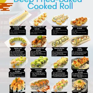 sushi and sashimi, menu