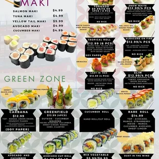 Update menu sushi veggies roll August 2023