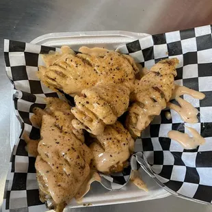 chicken wings and fried chicken, food