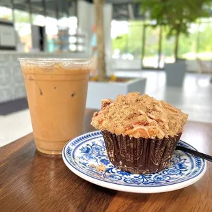 a cup of coffee and a muffin