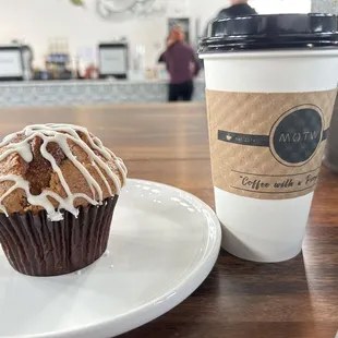 a cup of coffee and a muffin