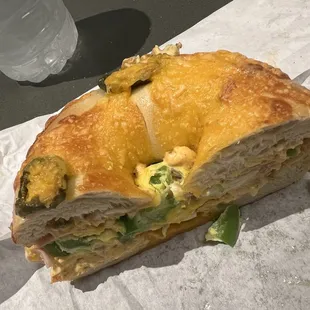 Early Ryser on a Jalapeño Bagel with jalapeño cream cheese spread!