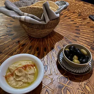 Hummus and olives