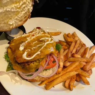 a burger and french fries