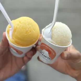 Mango and coconut ice cream