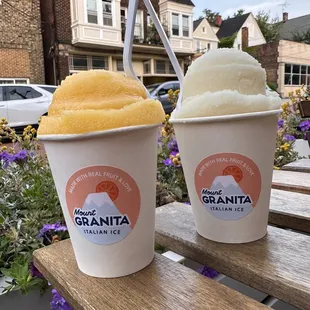 two cups of ice cream