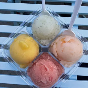 Flight- mint mojito, cantalope, watermelon, mango