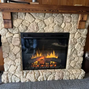 Stone Wrapped Electric Fireplace