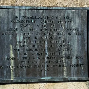Commemorating the Beecher Bible &amp; Rifle Colony at the top.