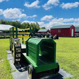 Wooden train in play area