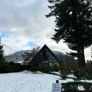 a sign in the snow