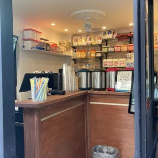 Very limited ordering area which conveys a grab &amp; go type of store