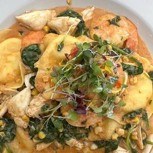 Seafood ravioli