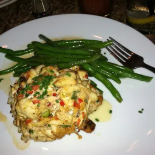 Chicken chesapeake, alittle heavy on the red peppers but green beans were perfect