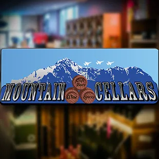 a mountain and a glass of wine