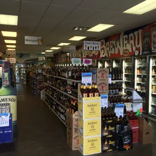 shelves of alcohol and beer
