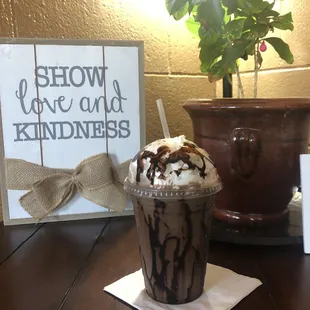 Peppermint mocha latte with soy milk