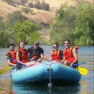 Heath and crew enjoy a rare moment of calm on the Kaweah River