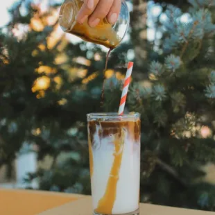 House-made caramel iced latte