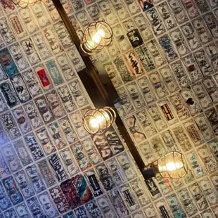 the ceiling of the restaurant