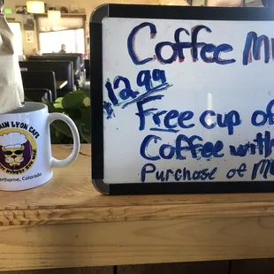 Mugs for local coffee drinkers? Only one free cup