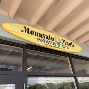 a sign above a window