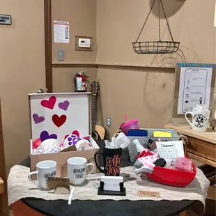 a table full of items