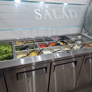 Salad bar for the buffet and salad orders.