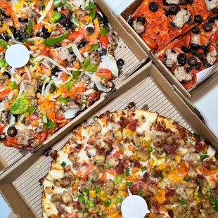 four different pizzas