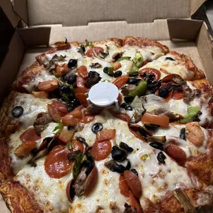 Order a combination pizza and this is what I get. Time to order from pizza plus