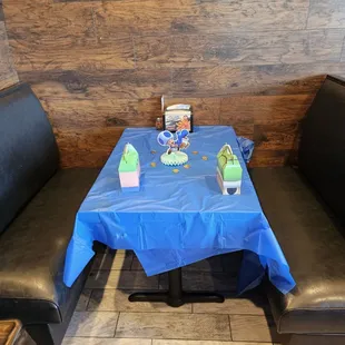 Decorated party room.