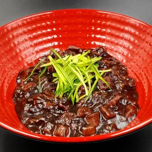Jjajangmyeon (Black Bean Sauce served with generous portion of pork tenderloin)