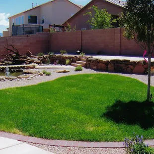 Backyard landscape and water features