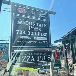 a sign for a pizza place