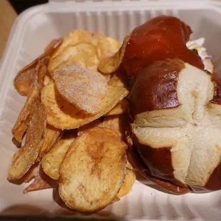 pretzel bun - not too soft, cold